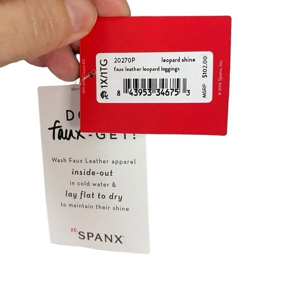 SPANX Faux Leather Leopard Shine Leggings 1X Shapewear Animal Print Mobwife NWT - Picture 7 of 11